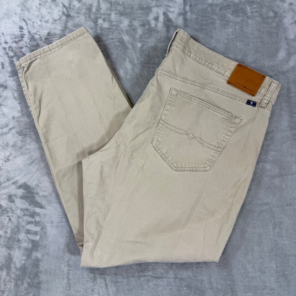 Lucky Brand 121 Heritage Slim Jeans Mens 40x30 Tan Beige Denim‎ Pants